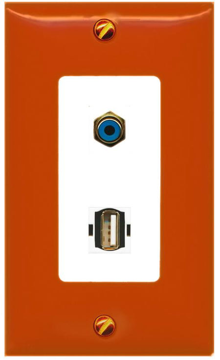 RiteAV RCA-BLUE USB2 Wall Plate [Orange/White]