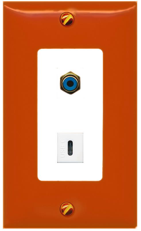 RiteAV RCA-BLUE USBC Wall Plate [Orange/White]