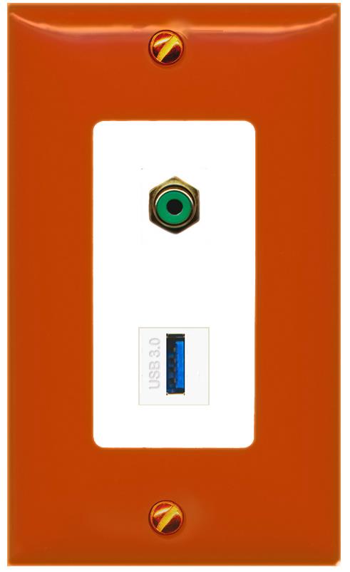 RiteAV RCA-GREEN USB-3 Wall Plate [Orange/White]