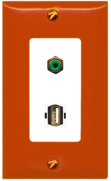 RiteAV RCA-GREEN USB2 Wall Plate [Orange/White]