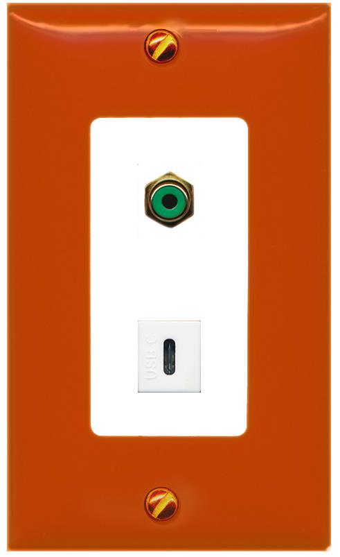 RiteAV RCA-GREEN USBC Wall Plate [Orange/White]