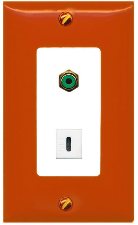 RiteAV RCA-GREEN USBC Wall Plate [Orange/White]