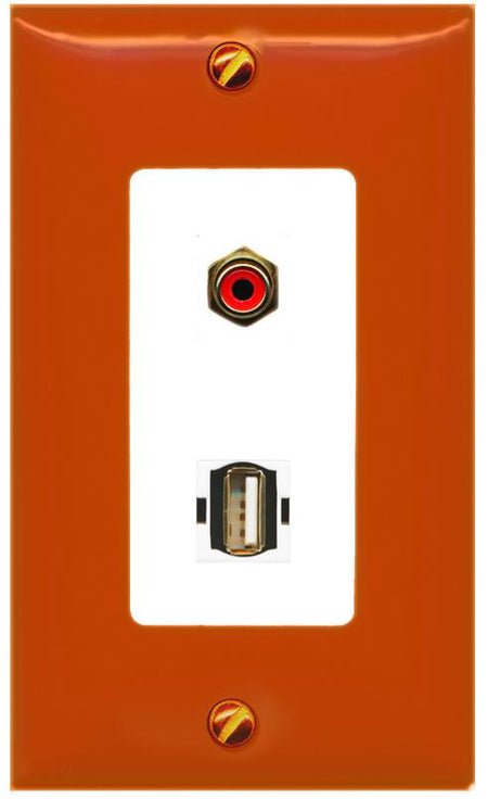 RiteAV RCA-RED USB2 Wall Plate [Orange/White]