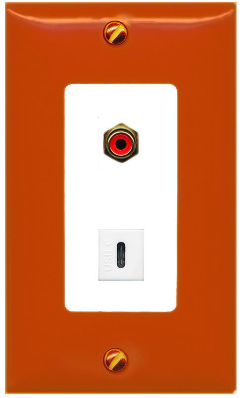 RiteAV RCA-RED USBC Wall Plate [Orange/White]