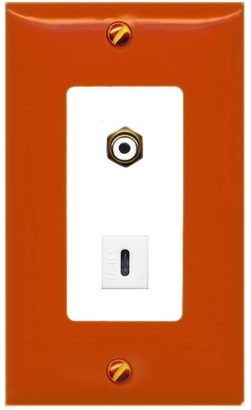 RiteAV RCA-Orange/White USBC Wall Plate [Orange/White]