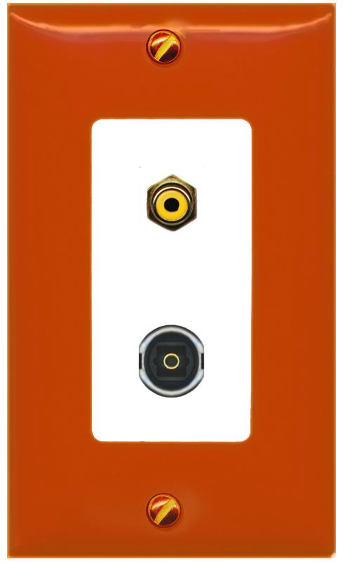 RiteAV RCA-YELLOW TOSLINK Wall Plate [Orange/White]