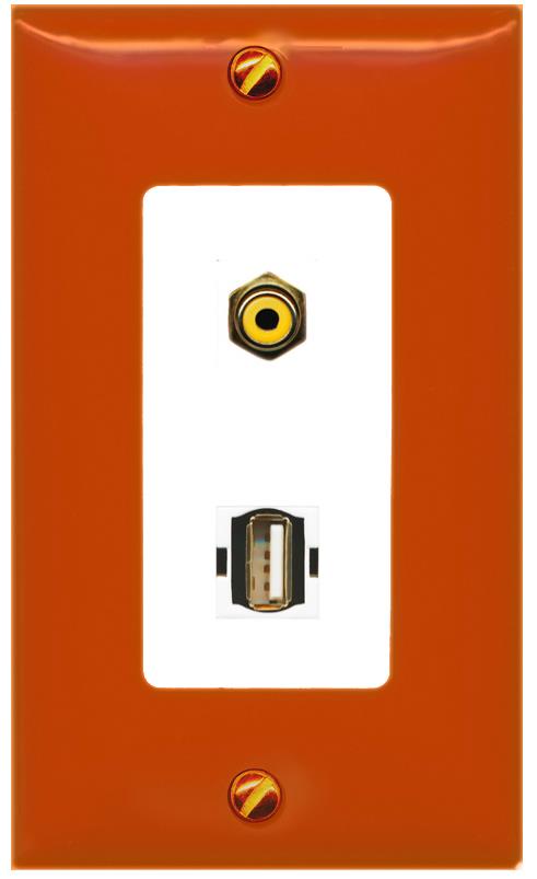 RiteAV RCA-YELLOW USB2 Wall Plate [Orange/White]