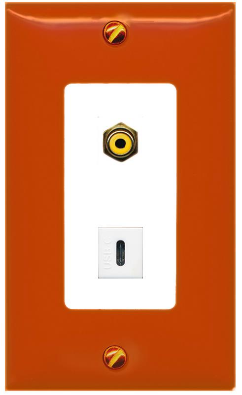 RiteAV RCA-YELLOW USBC Wall Plate [Orange/White]