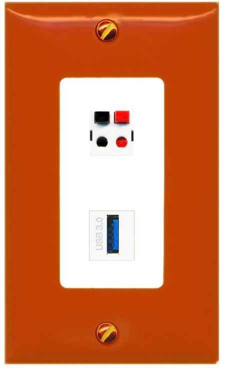 RiteAV SPEAKER USB-3 Wall Plate [Orange/White]