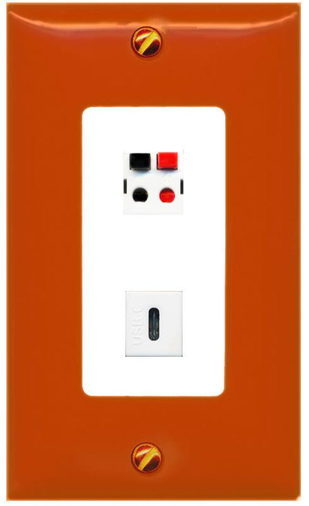 RiteAV SPEAKER USBC Wall Plate [Orange/White]