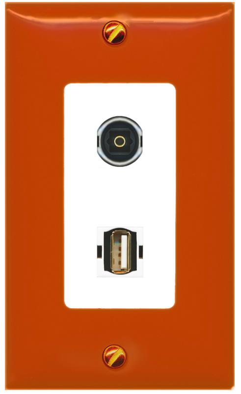 RiteAV TOSLINK USB2 Wall Plate [Orange/White]