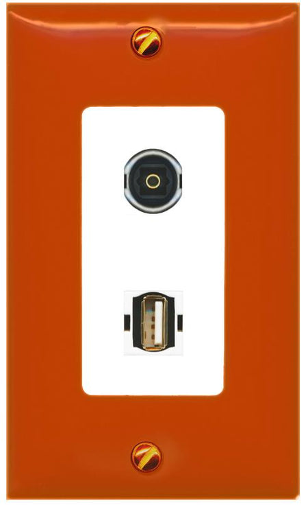 RiteAV TOSLINK USB2 Wall Plate [Orange/White]