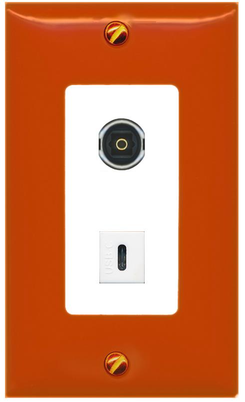 RiteAV TOSLINK USBC Wall Plate [Orange/White]