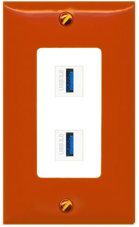 RiteAV 2 USB-3 Wall Plate [Orange/White]