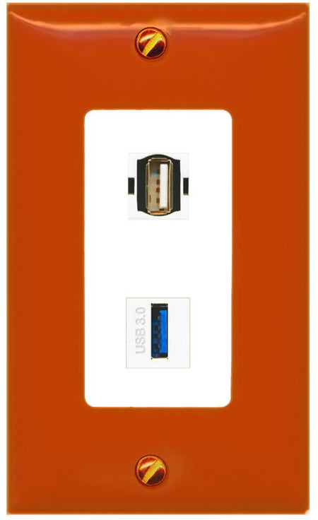 RiteAV USB-3 USB2 Wall Plate [Orange/White]