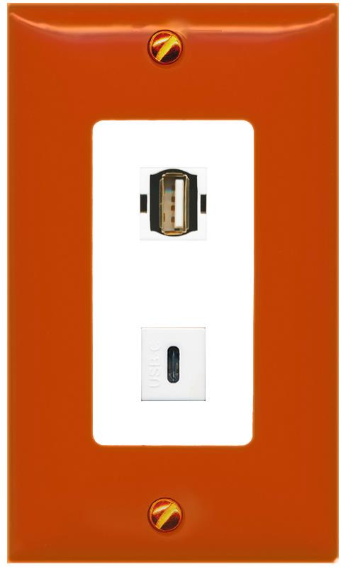 RiteAV USB2 USBC Wall Plate [Orange/White]