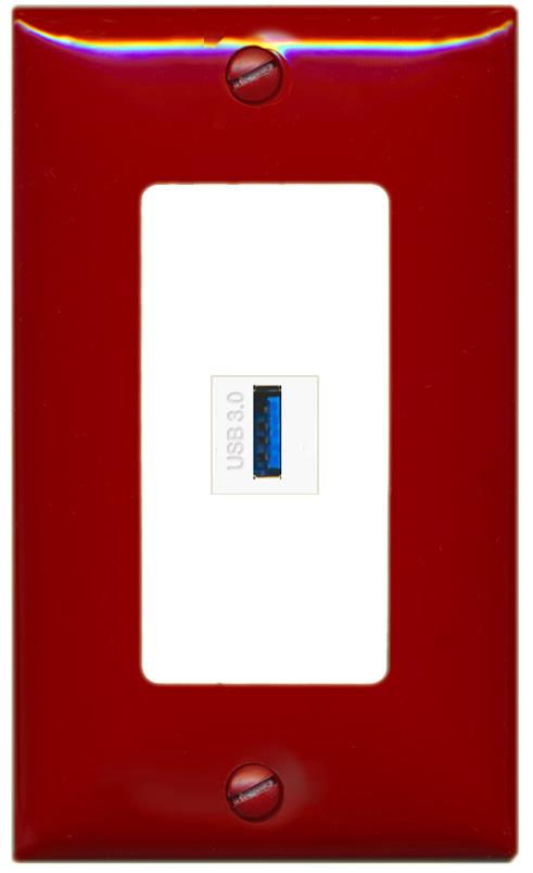 RiteAV USB-3 Wall Plate [Red-White]