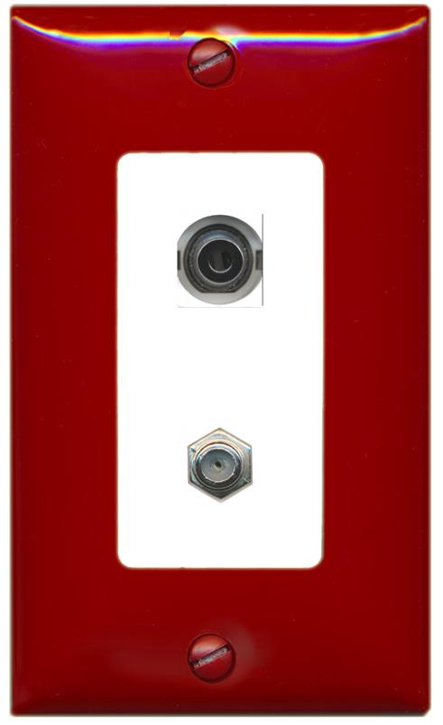 RiteAV 3.5mm COAX Wall Plate [Red/White]