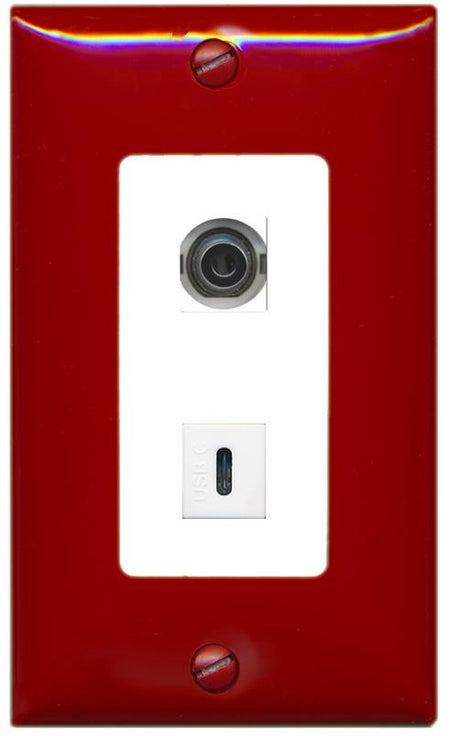 RiteAV 3.5mm USBC Wall Plate [Red/White]