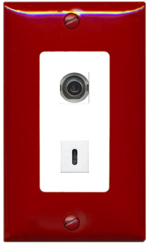 RiteAV 3.5mm USBC Wall Plate [Red/White]