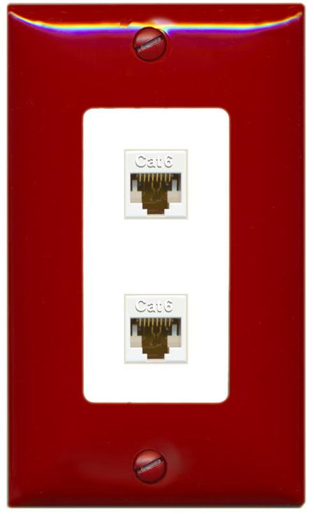 RiteAV 2 CAT6 Wall Plate [Red/White]