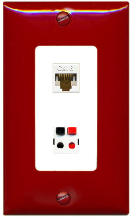 RiteAV CAT6 SPEAKER Wall Plate [Red/White]