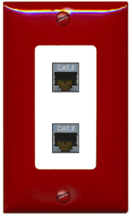 RiteAV 2 CAT7 Wall Plate [Red/White]