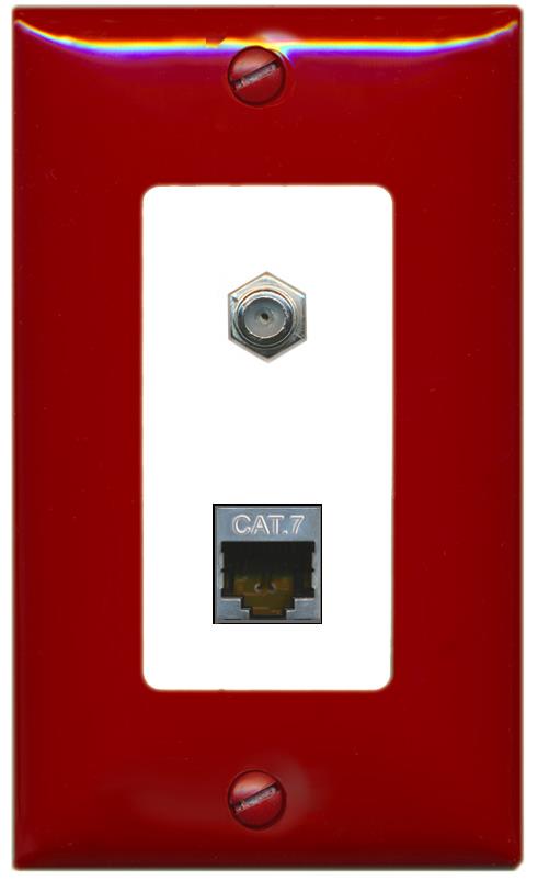 RiteAV CAT7 COAX Wall Plate [Red/White]