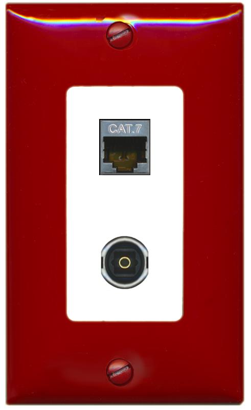 RiteAV CAT7 TOSLINK Wall Plate [Red/White]