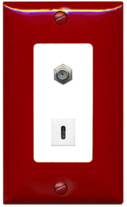 RiteAV COAX USBC Wall Plate [Red/White]