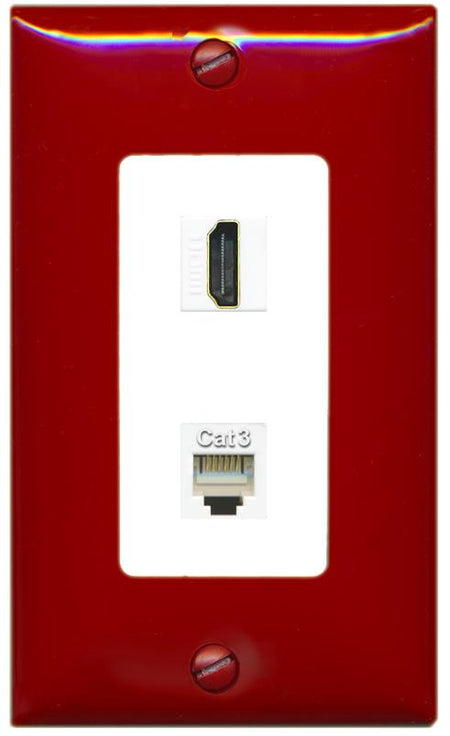 RiteAV HDMI PHONE Wall Plate [Red/White]