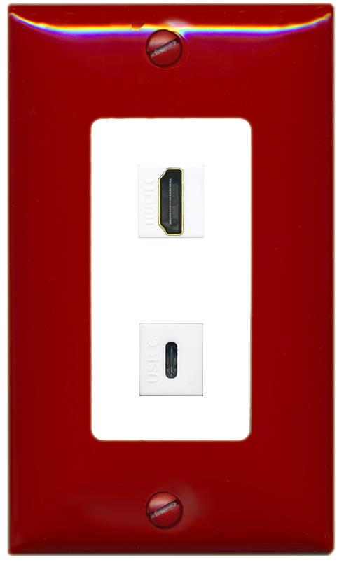 RiteAV HDMI USBC Wall Plate [Red/White]