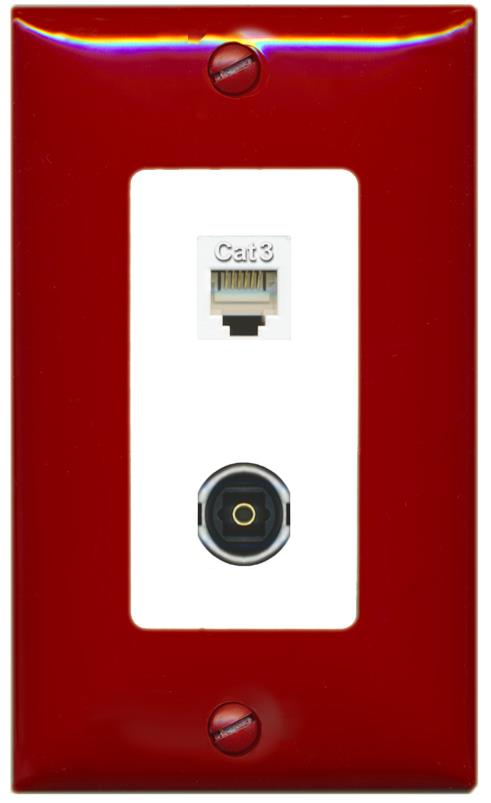 RiteAV PHONE TOSLINK Wall Plate [Red/White]