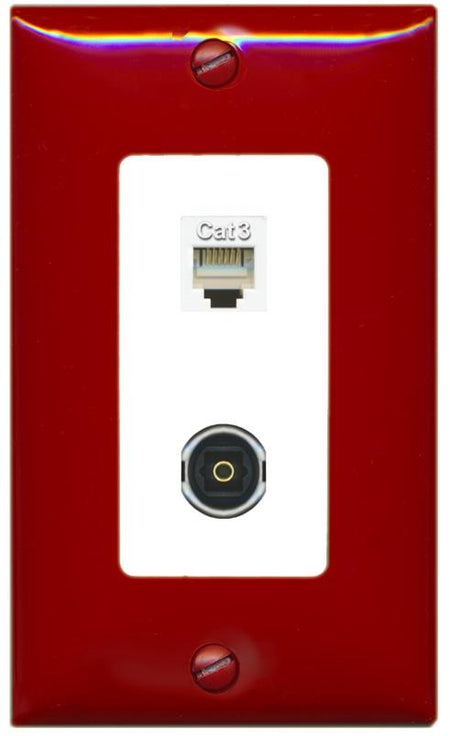 RiteAV PHONE TOSLINK Wall Plate [Red/White]