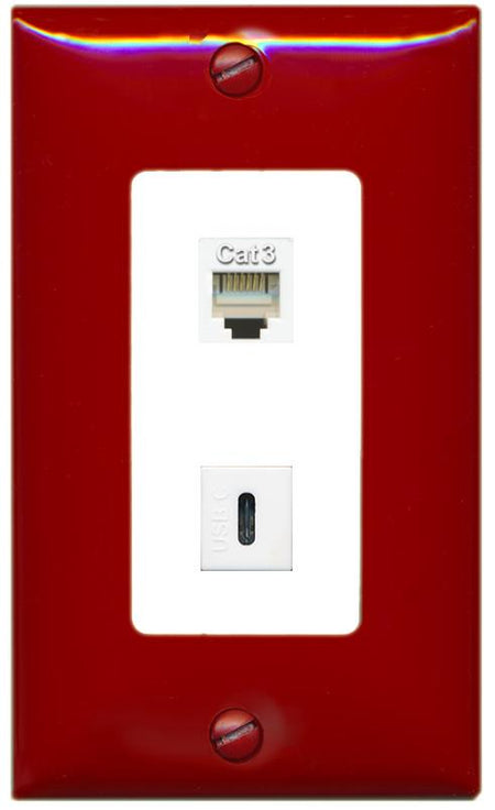 RiteAV PHONE USBC Wall Plate [Red/White]