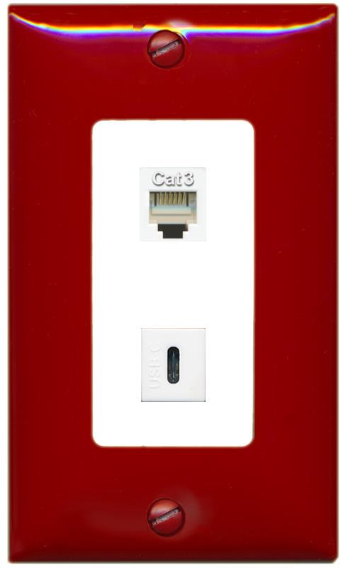 RiteAV PHONE USBC Wall Plate [Red/White]