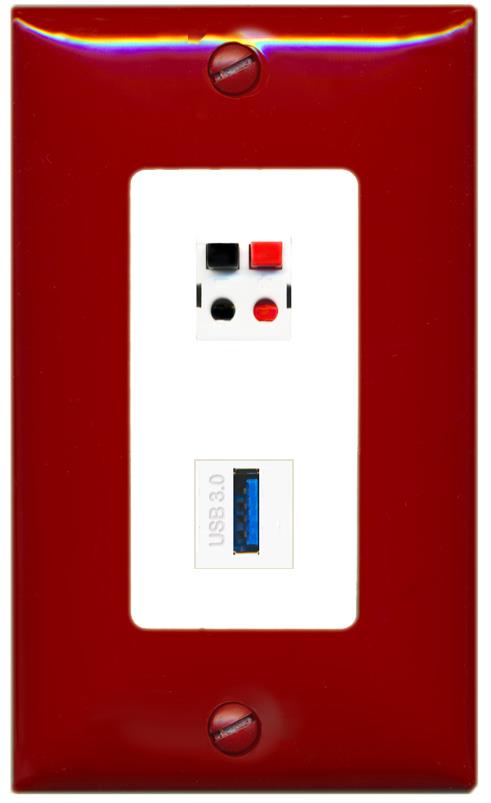 RiteAV SPEAKER USB-3 Wall Plate [Red/White]