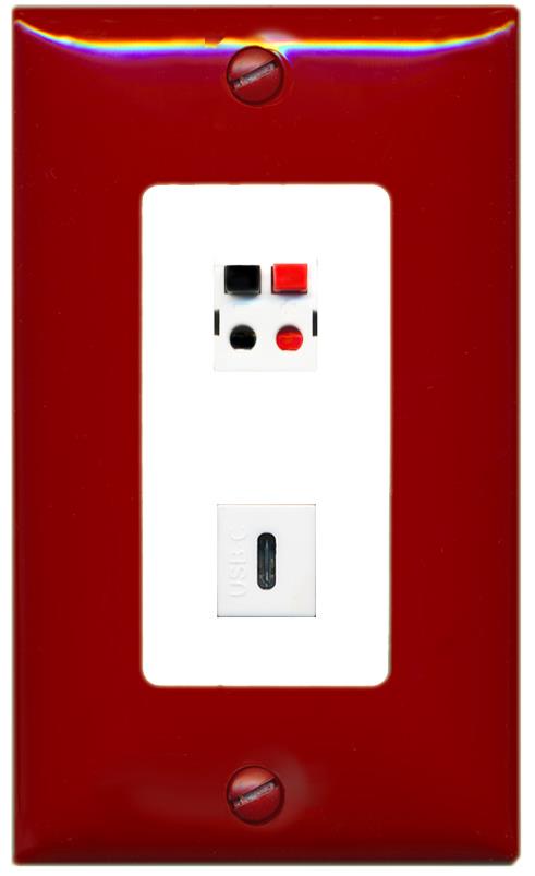 RiteAV SPEAKER USBC Wall Plate [Red/White]