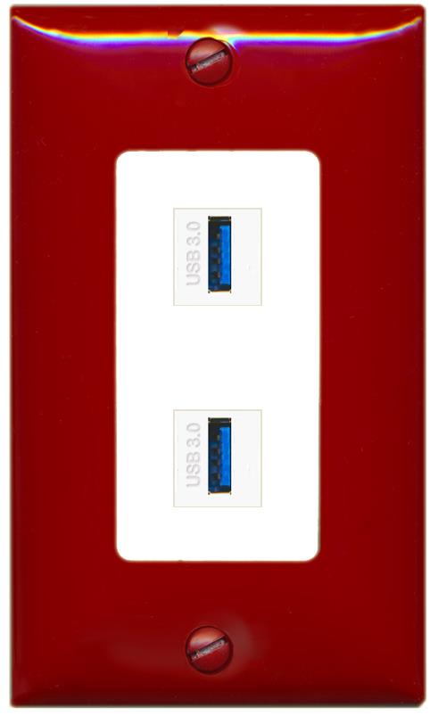 RiteAV 2 USB-3 Wall Plate [Red/White]