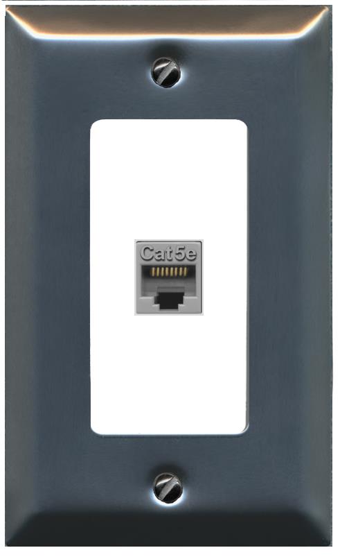 RiteAV CAT5E-GRAY Wall Plate [Stainless-White]