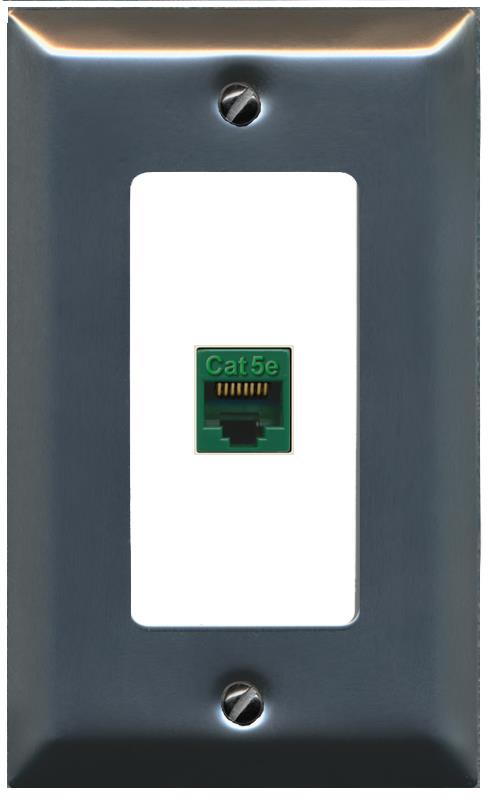 RiteAV CAT5E-GREEN Wall Plate [Stainless-White]