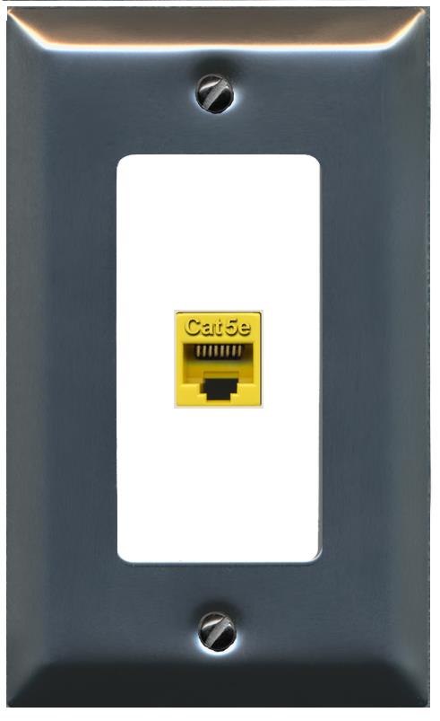 RiteAV CAT5E-YELLOW Wall Plate [Stainless-White]