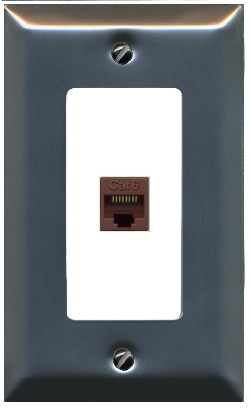 RiteAV CAT6-BROWN Wall Plate [Stainless-White]