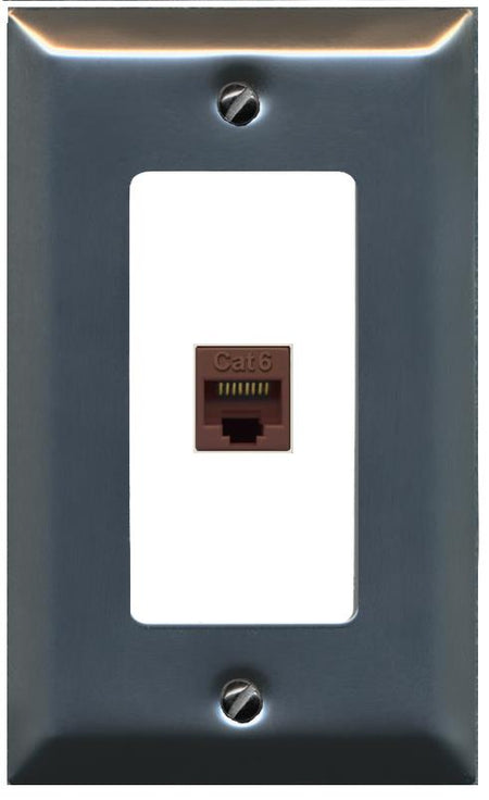 RiteAV CAT6-BROWN Wall Plate [Stainless-White]