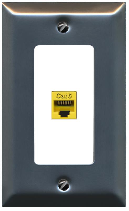 RiteAV CAT6-YELLOW Wall Plate [Stainless-White]