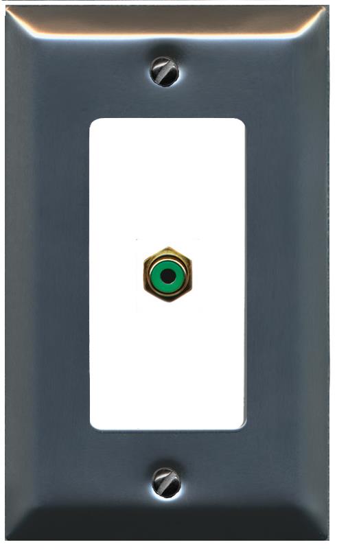 RiteAV RCA-GREEN Wall Plate [Stainless-White]