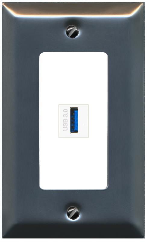 RiteAV USB-3 Wall Plate [Stainless-White]