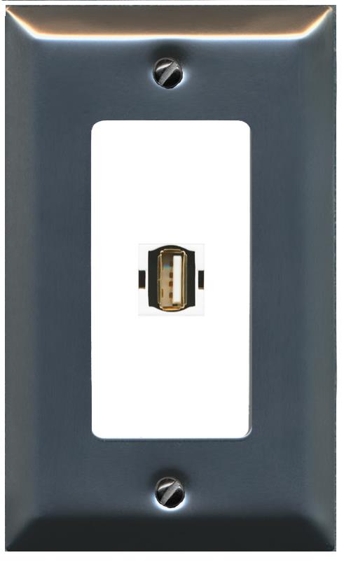 RiteAV USB2 Wall Plate [Stainless-White]