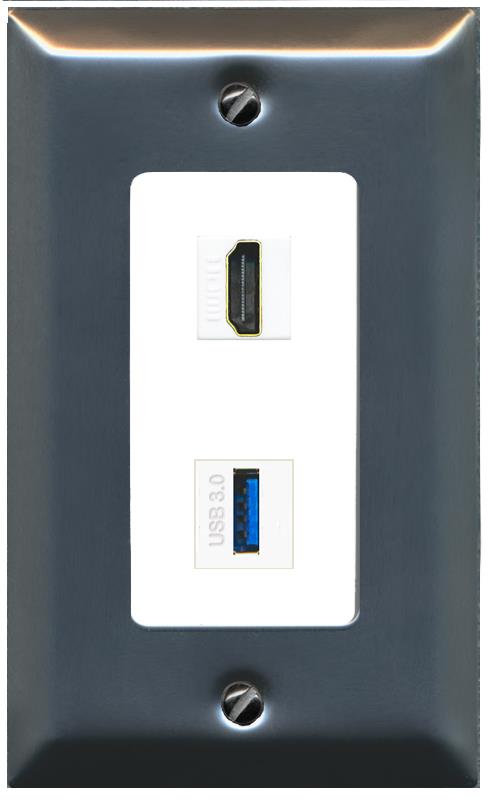 HDMI USB-3 Wall Plate [White]