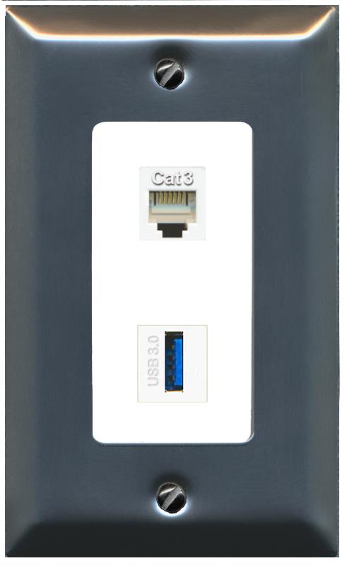 PHONE USB-3 Wall Plate [White]